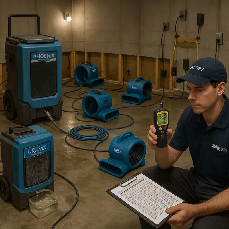 Structural Drying and Dehumidification process in Aransas County, TX